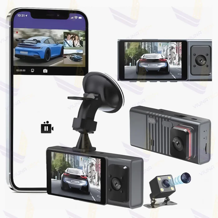 دوربین ثبت وقایع خودرو 3 لنز مدل S4 -WiFi - ویوناتک